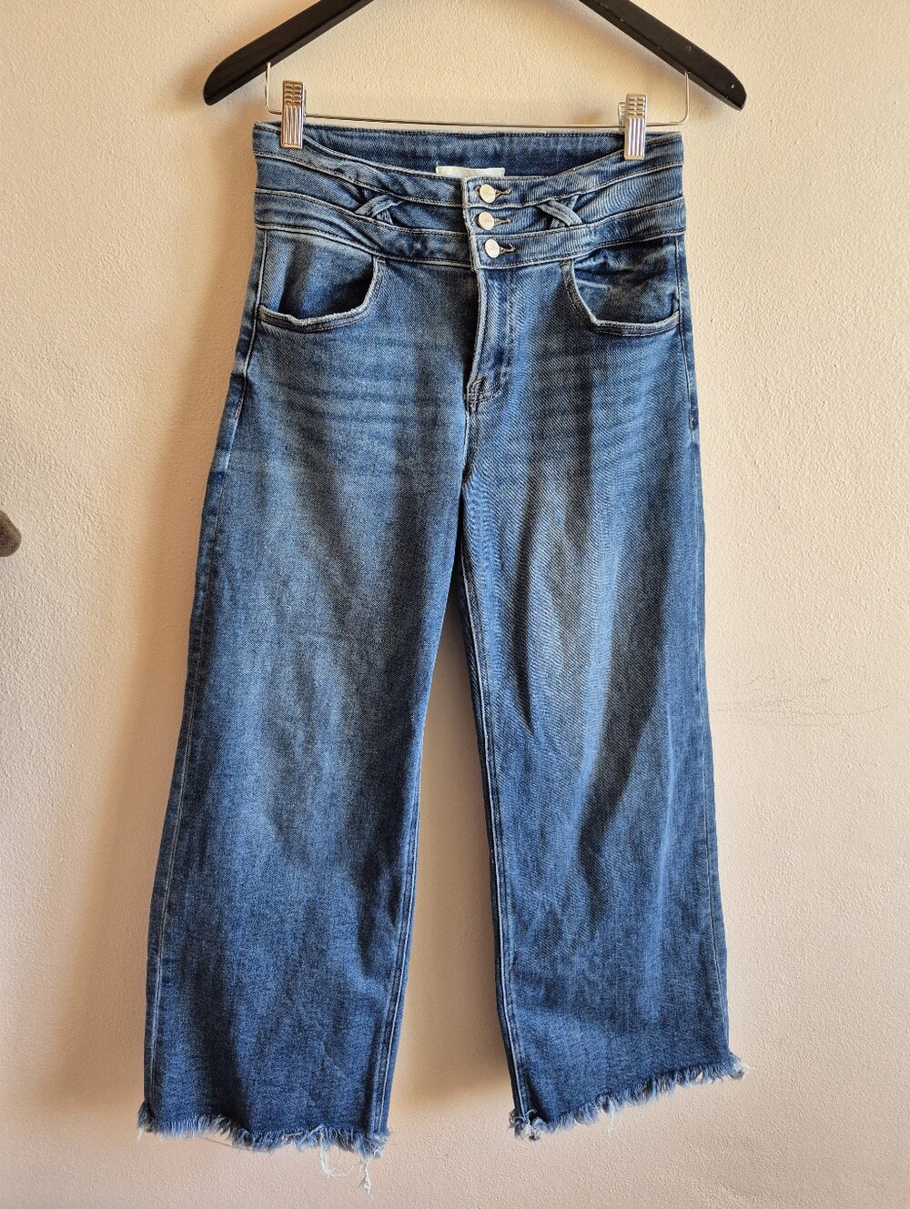 Risen Wide Leg Crop Jeans High Rise Size 27